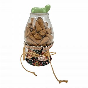 צנצנת קונוסים של Dhoop קטורת גולמית, אלגום צנצנת קונוסים של Dhoop קטורת גולמית, אלגום